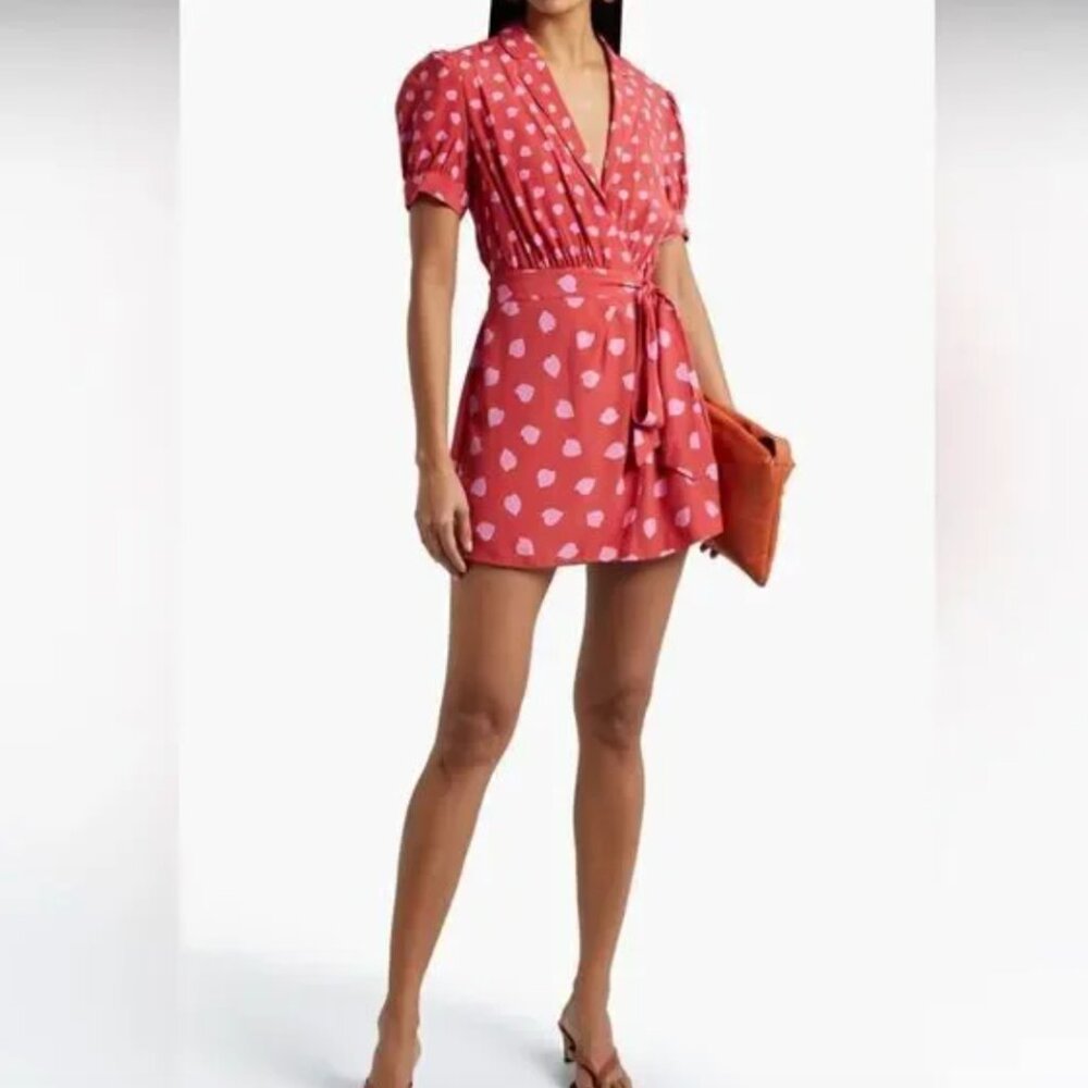 Diane Von Furstenberg Candra Wrap-effect Printed Crepe Playsuit In Red Size 8